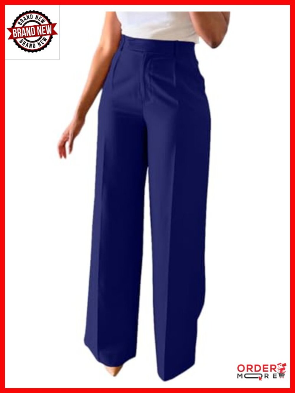 Business Casual Work Pants Straight Leg Trousers Slacks Zip Closure Pockets